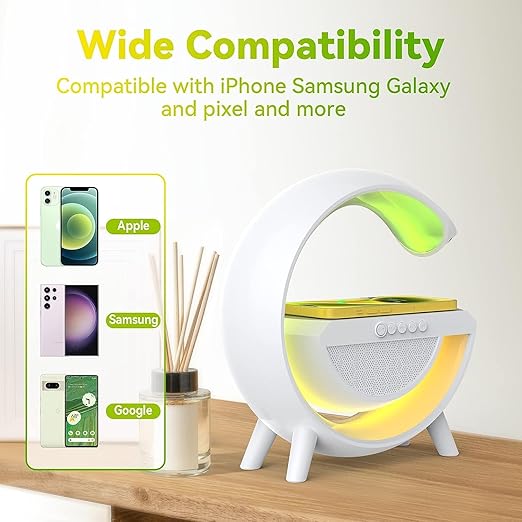 New Multi-Function Bluetooth Table Lamp with Wireless Charger Speaker Alarm Clock App Control