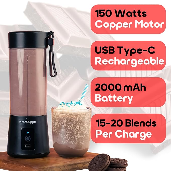 Portable Blender for Smoothie and Juices, Milk Shakes, Crushing Ice, USB Rechargeable