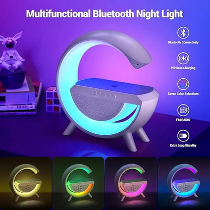 New Multi-Function Bluetooth Table Lamp with Wireless Charger Speaker Alarm Clock App Control